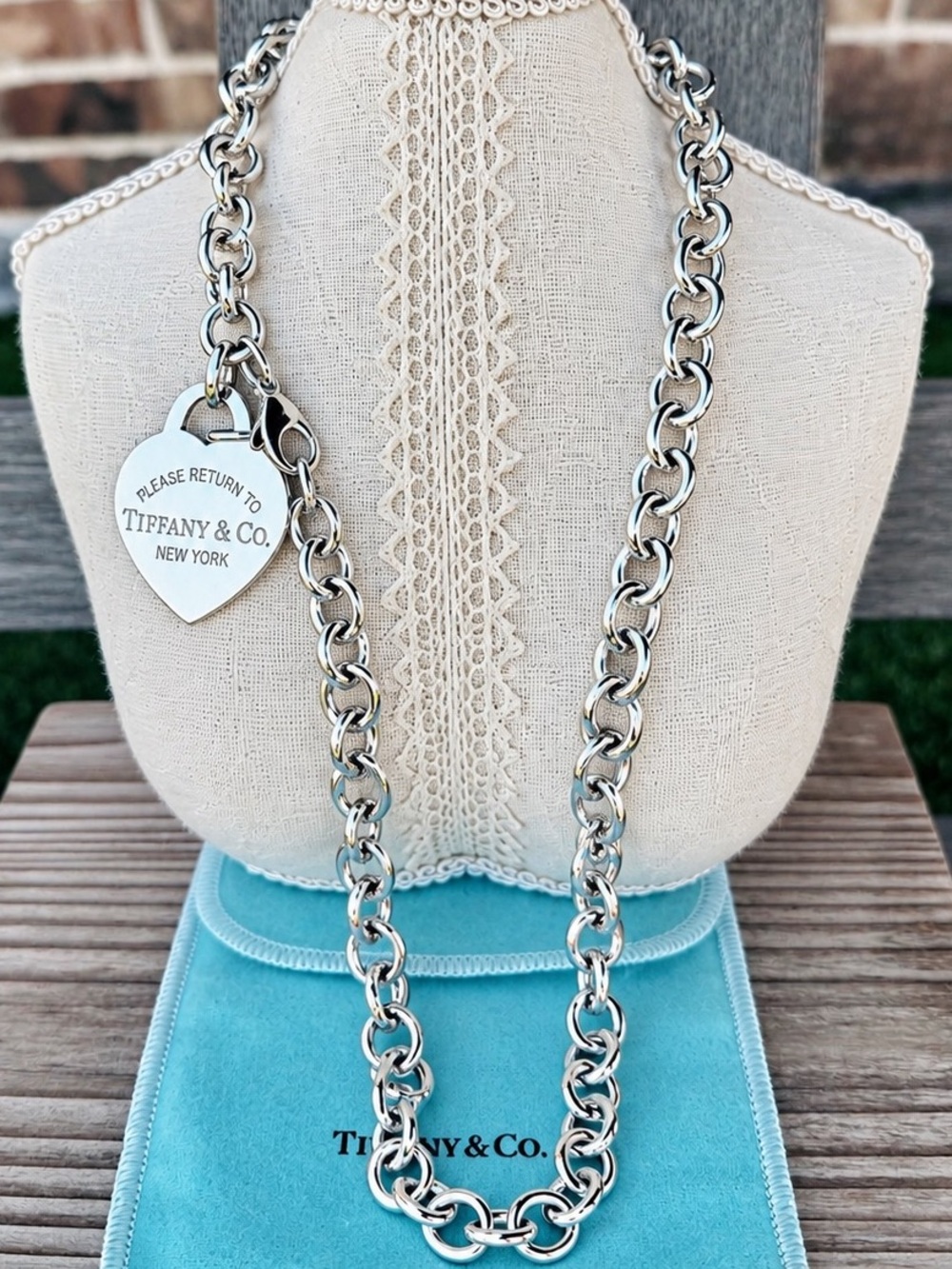 EXTRA LONG Tiffany & Co XL Heart Tag Necklace in Silver, 20.5 inch